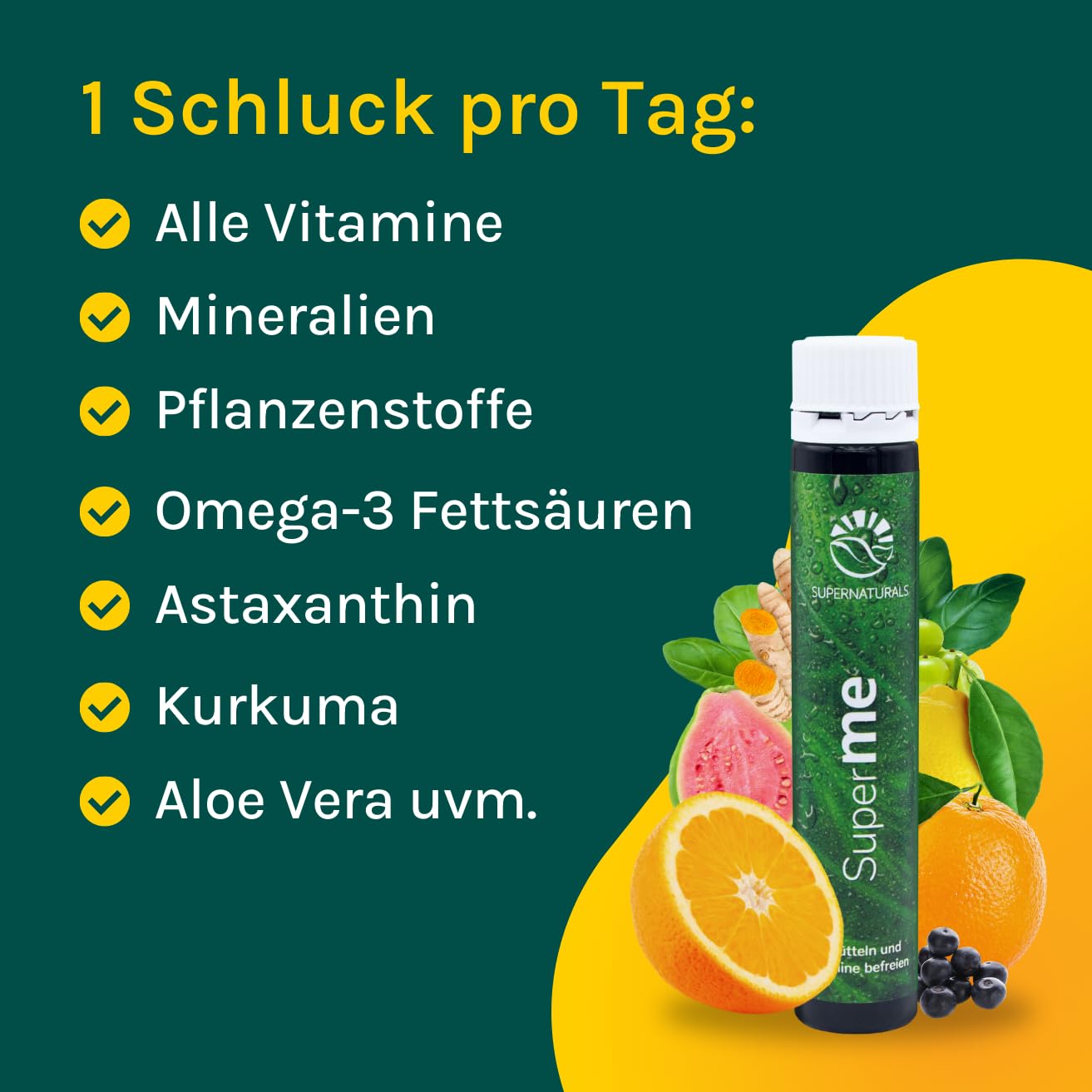 SuperME flüssiger Nährstoffkomplex, 43 Vitamine & Vitalstoffe für Energie, Immunsystem uvm., 100% vegan, 90 x 25ml Trinkampullen, 90 Tage Kur | Supernaturals