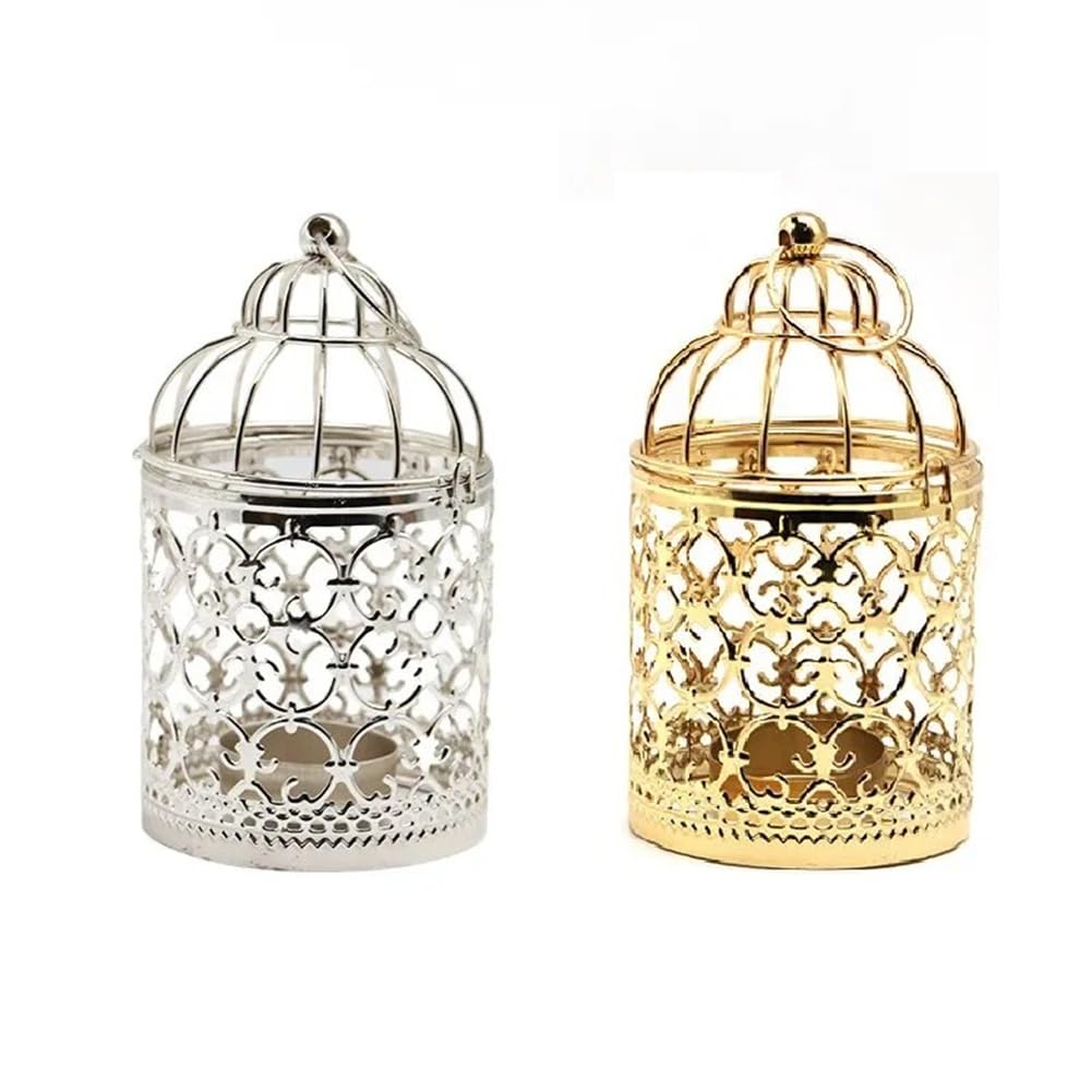 CTRLZS Beiou Decoration Moroccan Lantern Taihua Candlestick Old Fashioned Decoration Silver+Gold