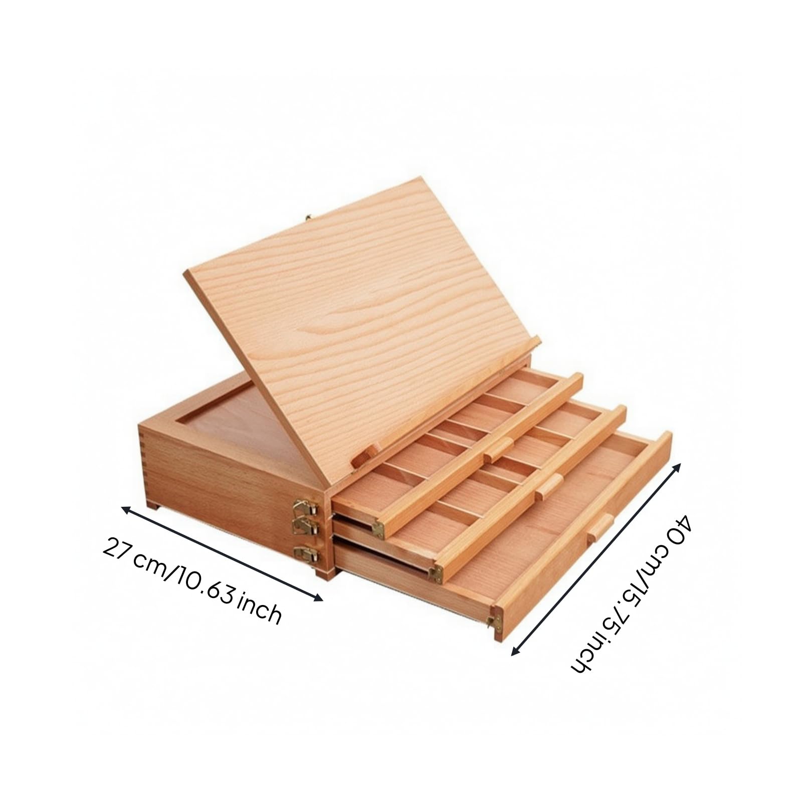 Boîte D'art En Bois Hêtre Ergonomique Mallte Peinture Surface Travail Inclinée pr Peintres, Atelier, Panneau