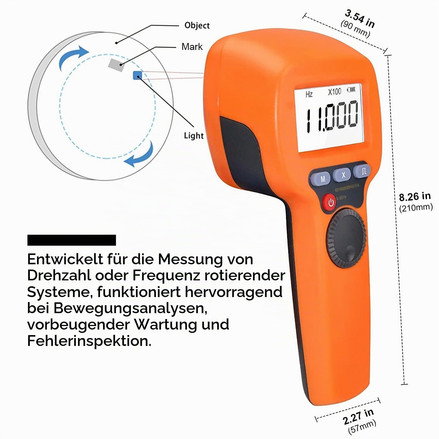 Stroboskop Drehzahlmesser 60-99.999U/min, Kethvoz Geschwindigkeitsmessgerät