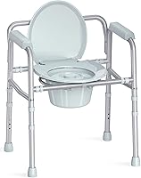 HOMLAND 3-in-1 Bedside Commode Chair for Seniors: 350 lbs Stable Support, Adjustable Height, 7.5Qt Bucket, Portable Toilet Chair