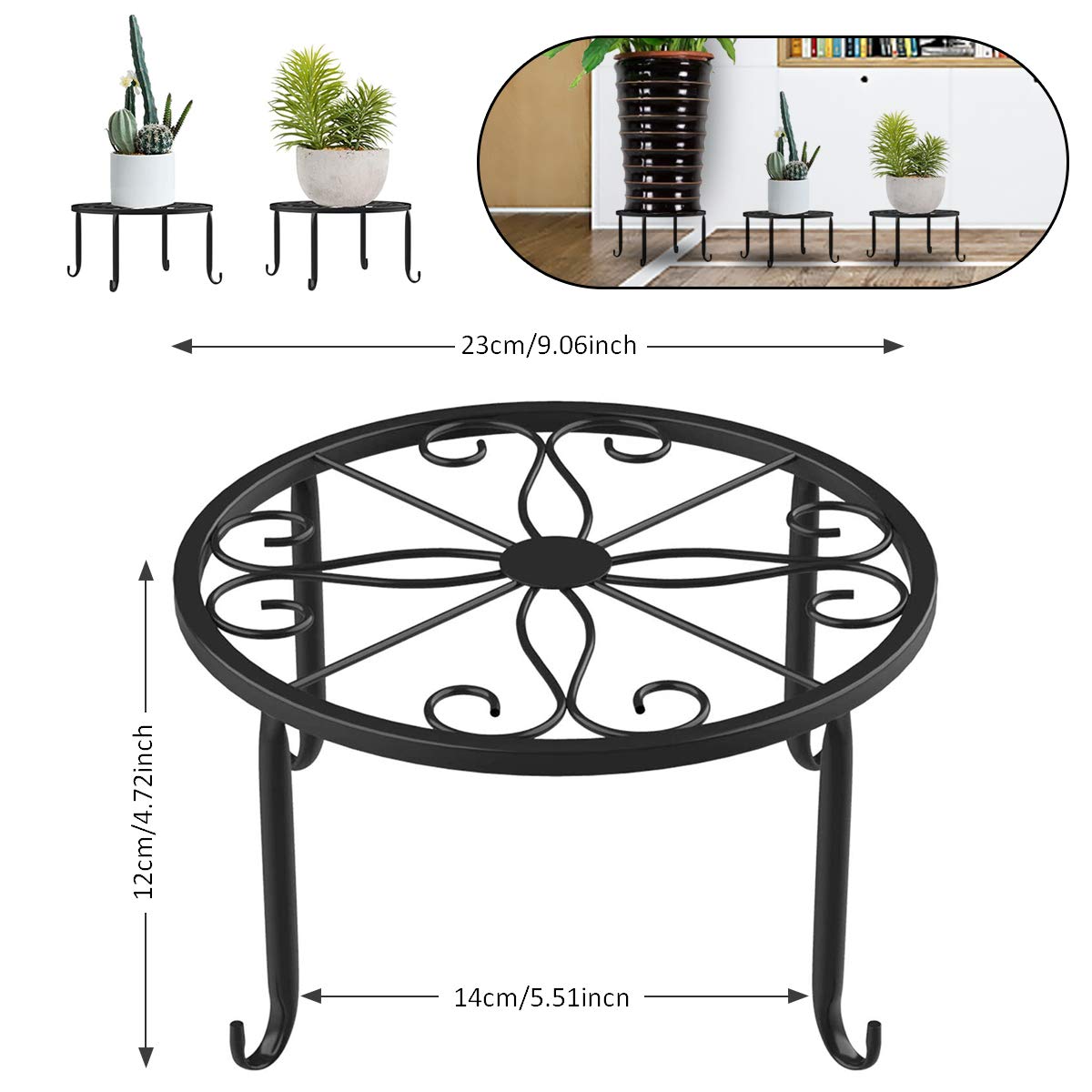 Supporto Per Piante In Ferro Battuto, Resistente E Decorativo, Per Interni Ed Esterni, Perfetto Per Piante E Fiori In Giardino, Patio, Terrazza O Soggiorno - 2