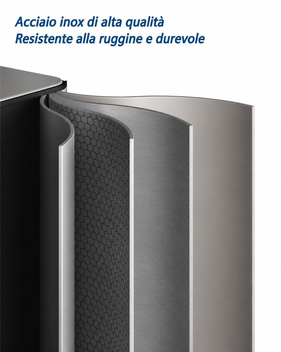 GarveeHome Pattumiera da cucina 3 scomparti 45L (3x15L)