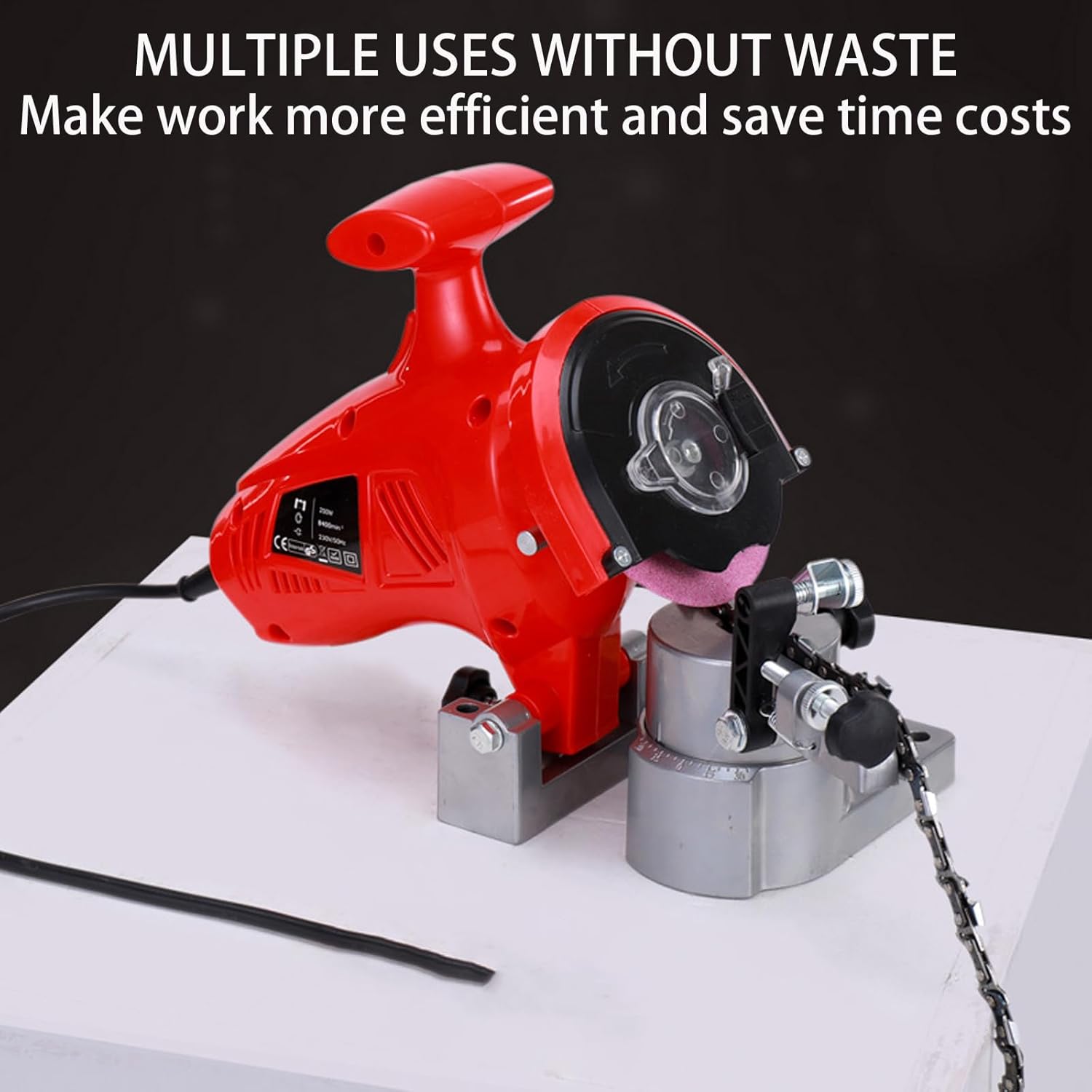 250W Electric Chainsaw Sharpener, Electric Saw Chain Blade Sharpener, Portable Bench Grinder, Grinding Wheel Width 100mm Thickness 3.2mm for Saw Chain (With 3 grinding discs)