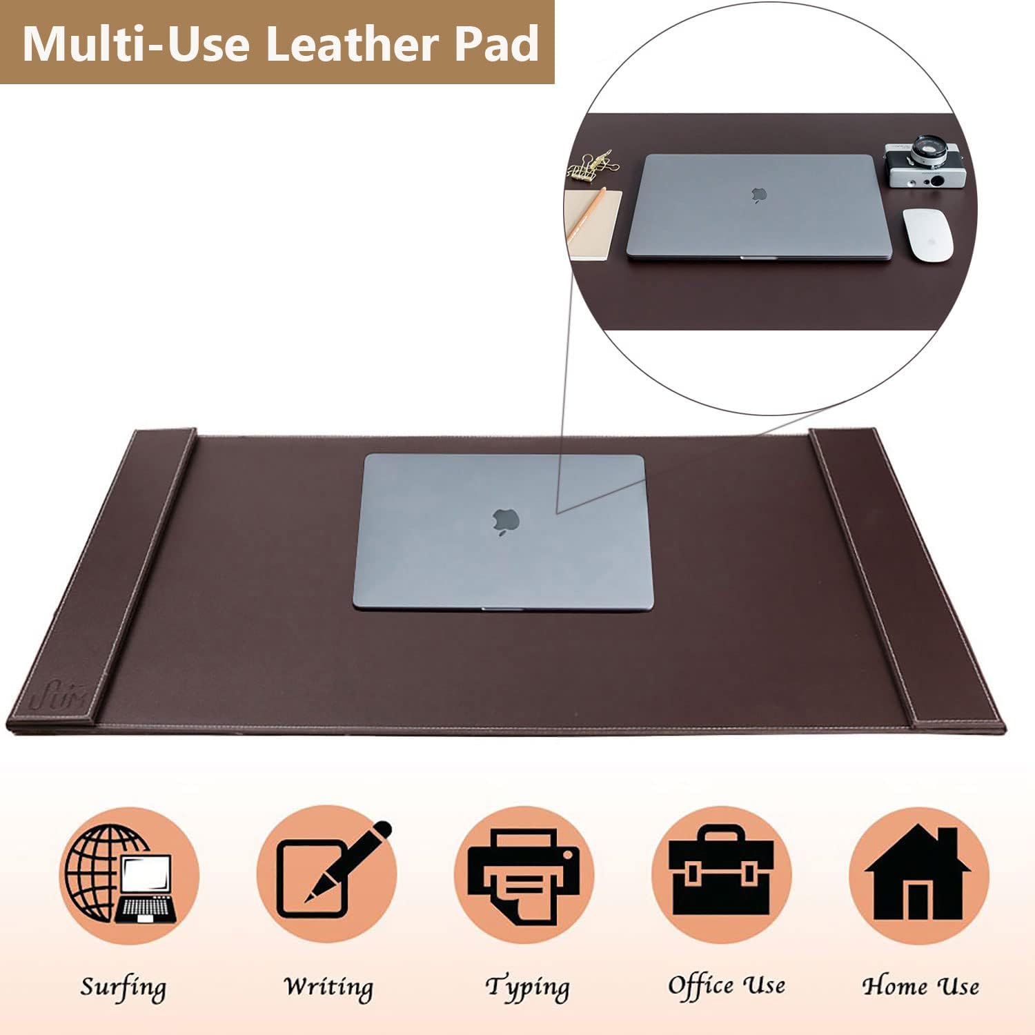 Large Leather Desk Pad Protector 34 x 20 Inch Office Desk Mat Blotter for Keyboard and Mouse Big Desktop Writing Pad for Office, Home, Work, Game Mats : Office Products