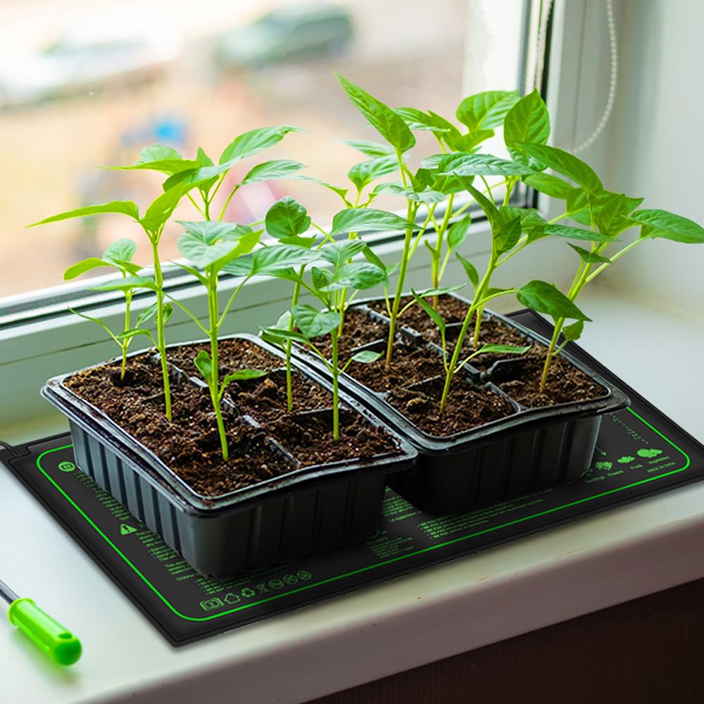 Mineup 75W Tappetino Riscaldante per Piante, 50x50cm Tappetino Termico, Tappeto Riscaldante Piante, Tappeti Riscaldanti con Termostato per Germinazione di Piantine Rettili