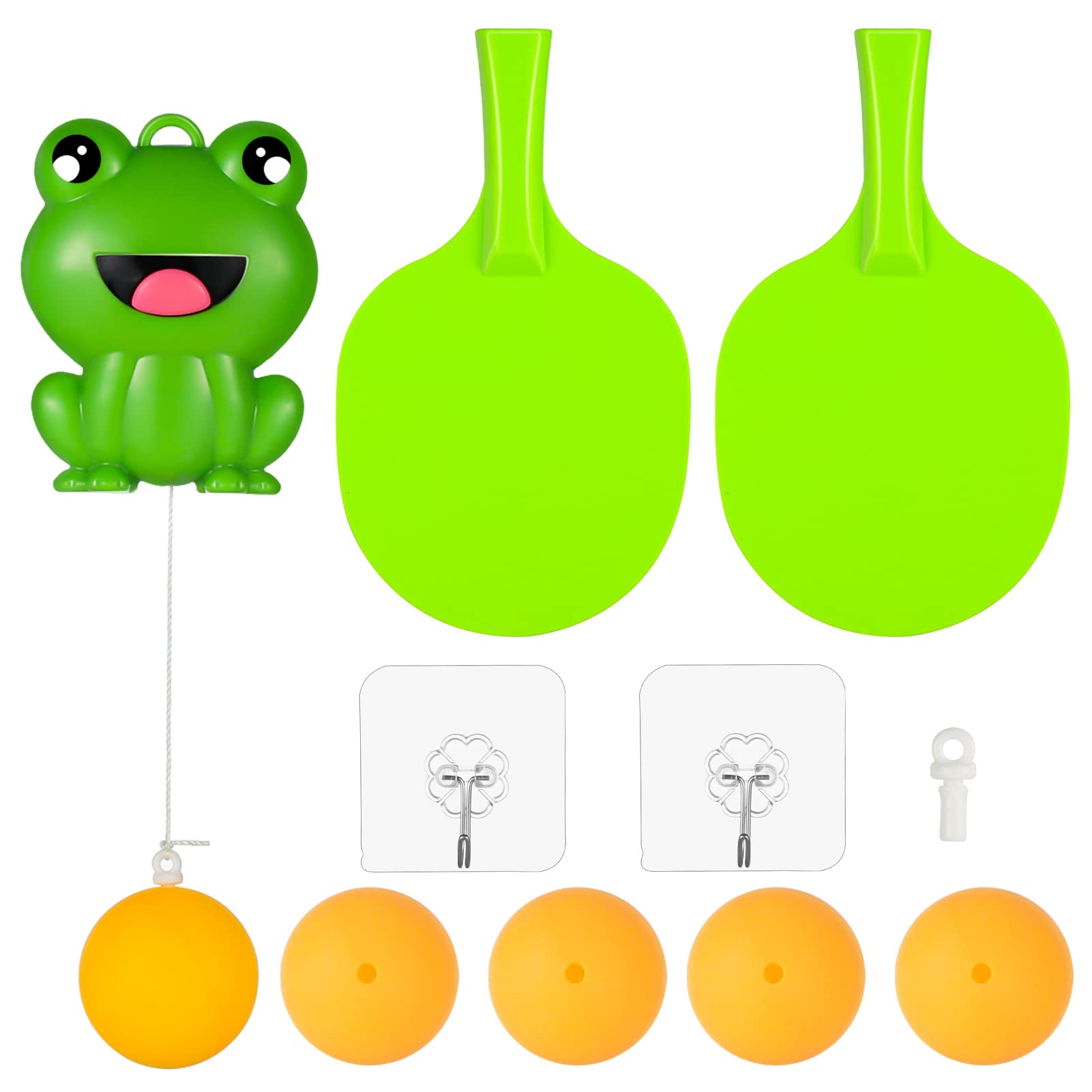 FRIUSATE Table Tennis Trainer, Indoor Hanging Table Tennis Trainer, Ping Pong Trainer Interactive Pong Ball Training, Adjustable Hanging Table Tennis Trainer for Kids Parent Beginner