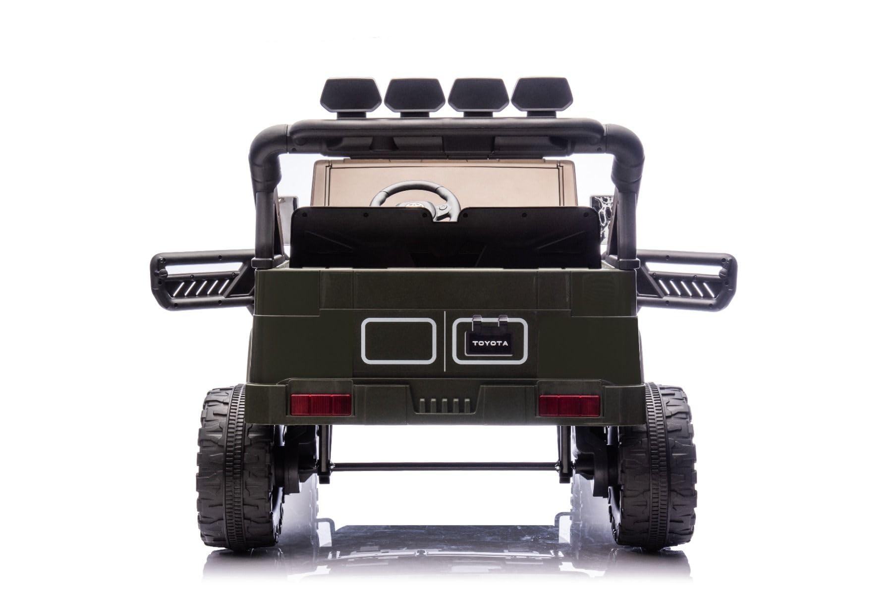 RIRICAR 4x4 Voiture électrique Enfants 2 Places Toyota FJ Cruiser XXL, sous Licence, Verte, Batterie Lithium Portable, châssis surélevé, Deux sièges, Suspension arrière, télécommande 2,4 GHz
