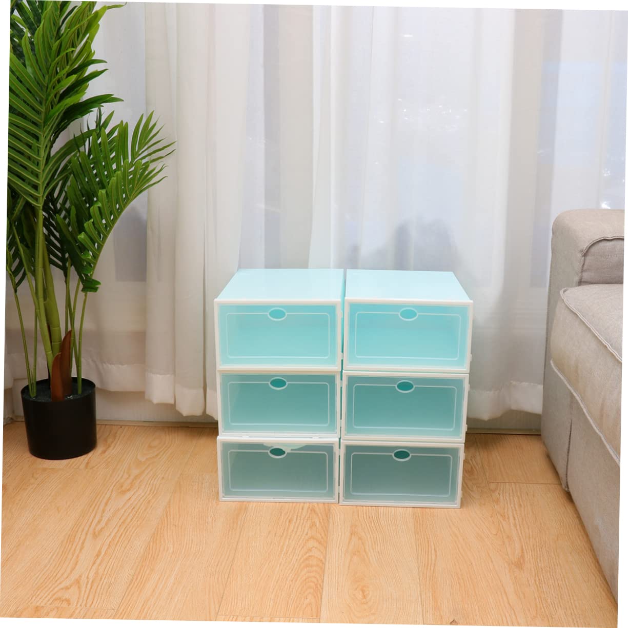 Cabilock Scatole per Scarpe con Porta Chiara Trasparenti in Plastica Impilabili 6 Pezzi Design Salvaspazio per Ingresso e Organizzazione Scarpe Uomo