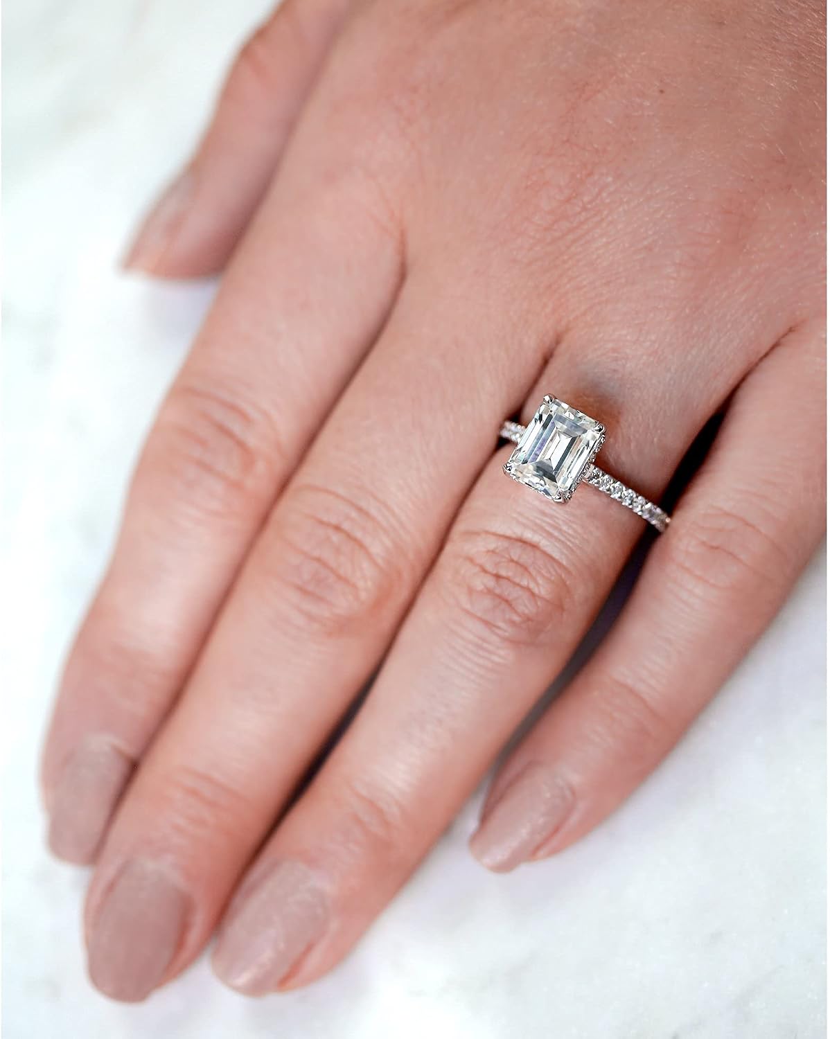 Kobelli 2.4 CT Emerald Moissanite Drop Halo Engagement Ring - white-gold / 8.5 / Forever One DEF