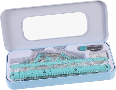 OSALADI 7-Piece Drawing Ruler Set Protractor Compass and Triangle Ruler for Students and Kids Geometry Tools for Precise Measurements
