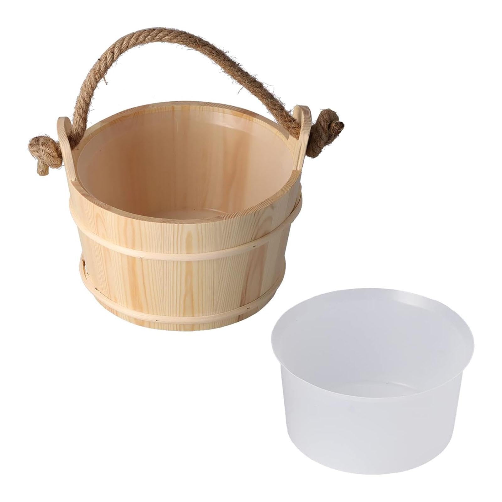Cubo de Madera Multifuncional para Sauna, Portátil, Ideal para El Hogar, La Bañera O El Baño.