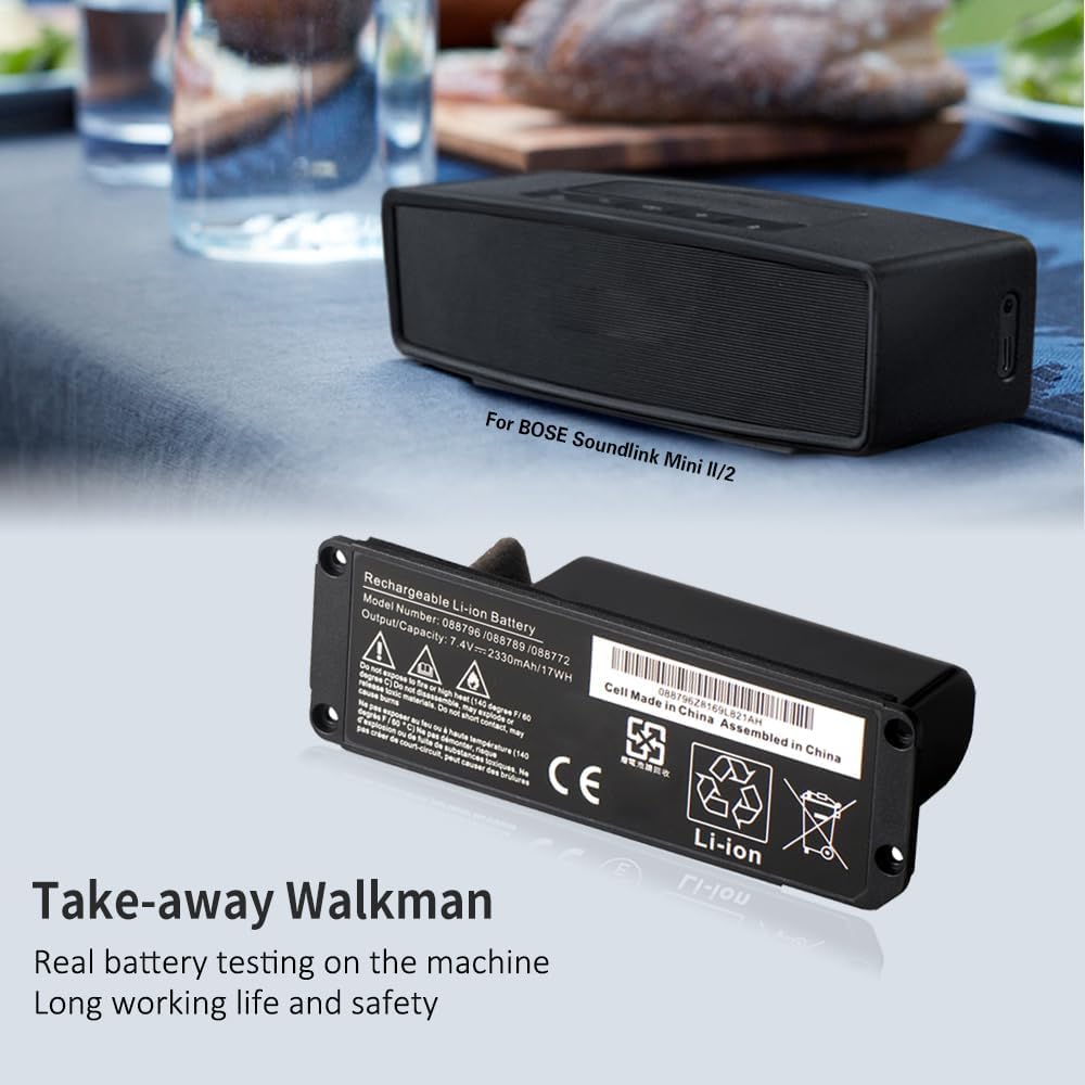 Batterie Enceinte Bluetooth Batterie Replacement Pour Bose Soundlink Mini 2 - 7.4V 2230mAh, Compatible 088796/088789 Batterie Bose Soundlink Mini 2