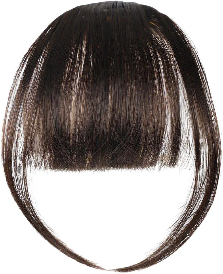 LOPHE Clip in Bangs, klips do włosów z włókien chemicznych z grzywką, przedłużki do włosów z klipsem grzywki, delikatna grzywka z klipsem z zakrzywioną grzywką, kawałki włosów na skronie dla kobiet