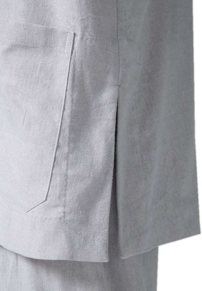 Buddhist Monk Suits Vintage Religion Suits V-neck Traditional Men Sets Gray