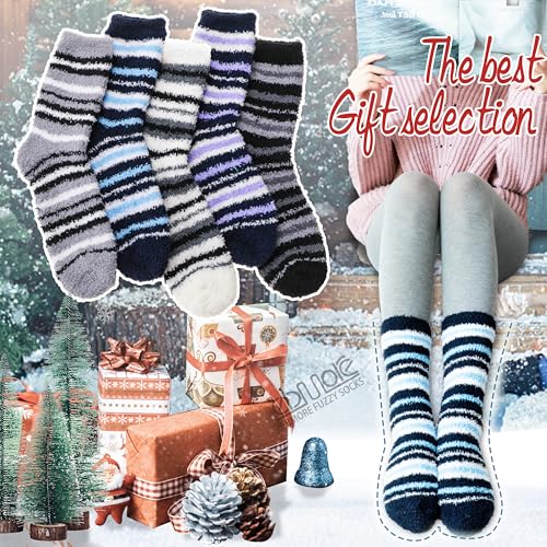 Image of EBMORE Fuzzy Socks Warm Winter Slipper Fluffy Sleep Cozy Comfy Cabin Socks for Mens Womens