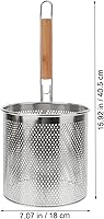 Vista 2 de Angoily Mesh Pasta Basket Food Strainer Hot Pot Colander with Round Wooden Handle Stainless Steel Mesh Spider Strainer for Pasta Noodles Dumpling