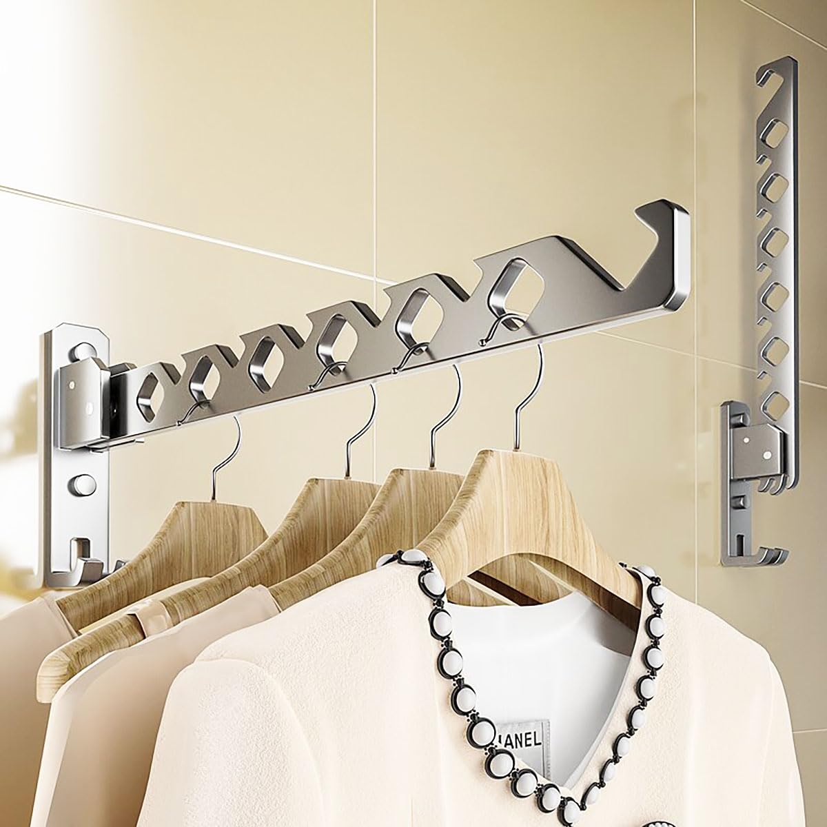 Faltbarer Kleiderbügel Wand - Aluminium Kleiderhaken Platzsparend