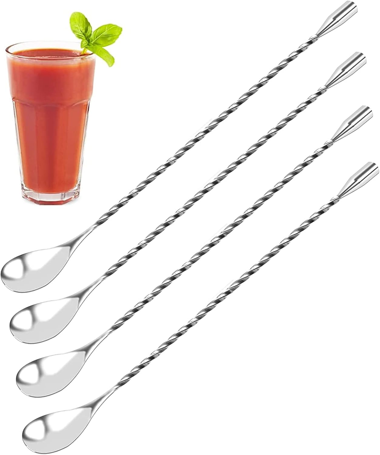 DIQC 4 Pack Cocktail Mixing Spoons Drink Stirrer Bar 30cm Long Handle