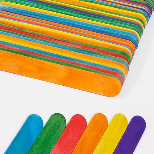 Miniatura 6 de 500 unidades, 6 pulgadas, palos de manualidades jumbo, palos de arcoíris, depresores de lengua de colores para aula, proyectos creativos, artes y