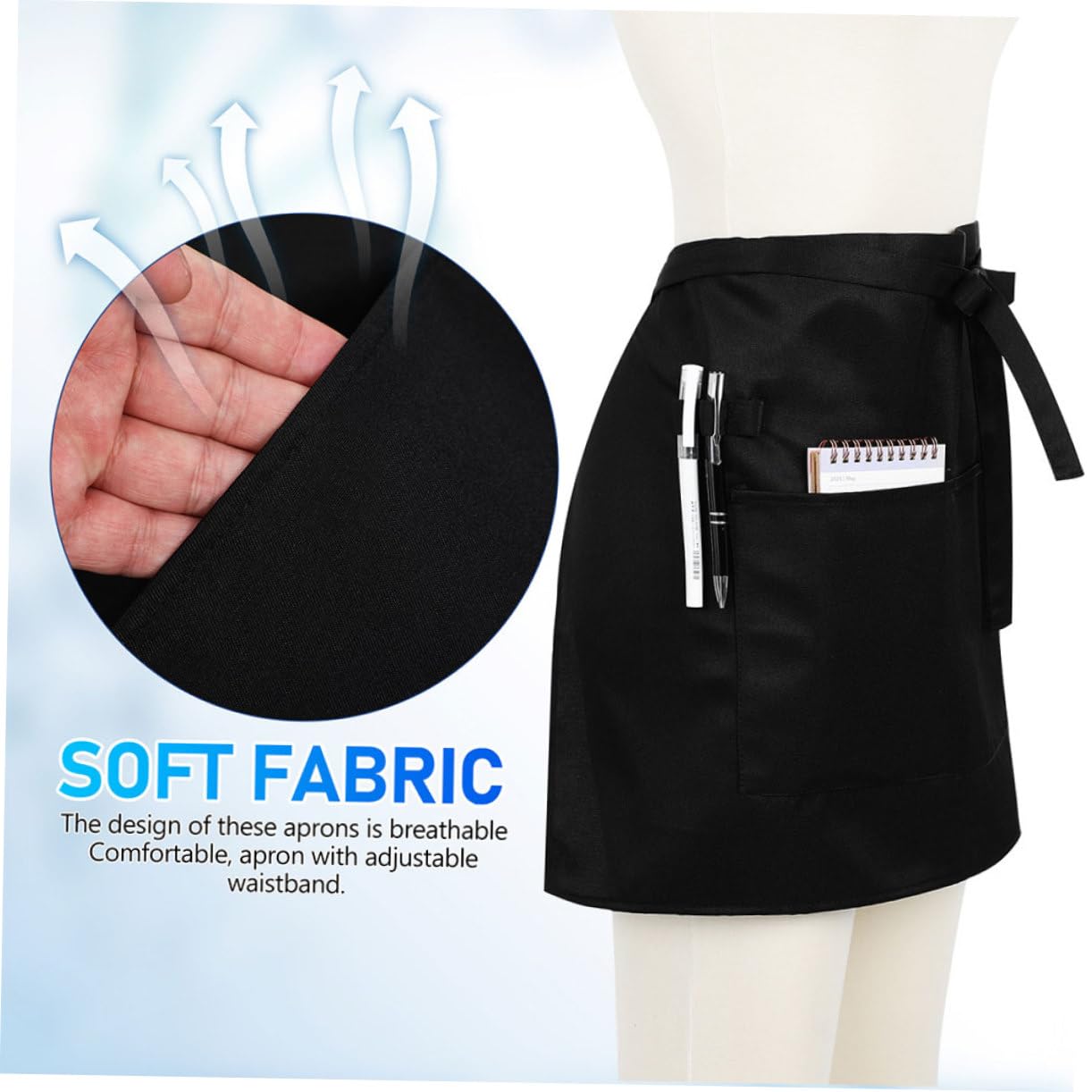 5 Piezas Delantal Corto Unisex con Juego Delantales para y Camareras Diseño Moderno y Funcional para Cafés y Tiendas de Resistente Manchas