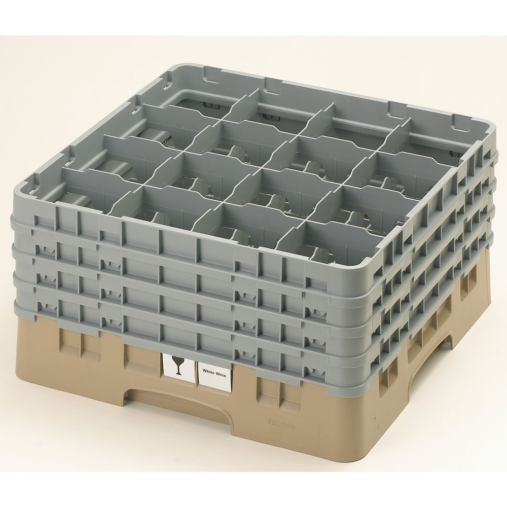 Camrack Glass Rack, W/4 Extenders, Full Size, 16 Compartments, 4-3/8'' Max. Dia., 9-3/8'' Max. (2 Pieces/Unit)