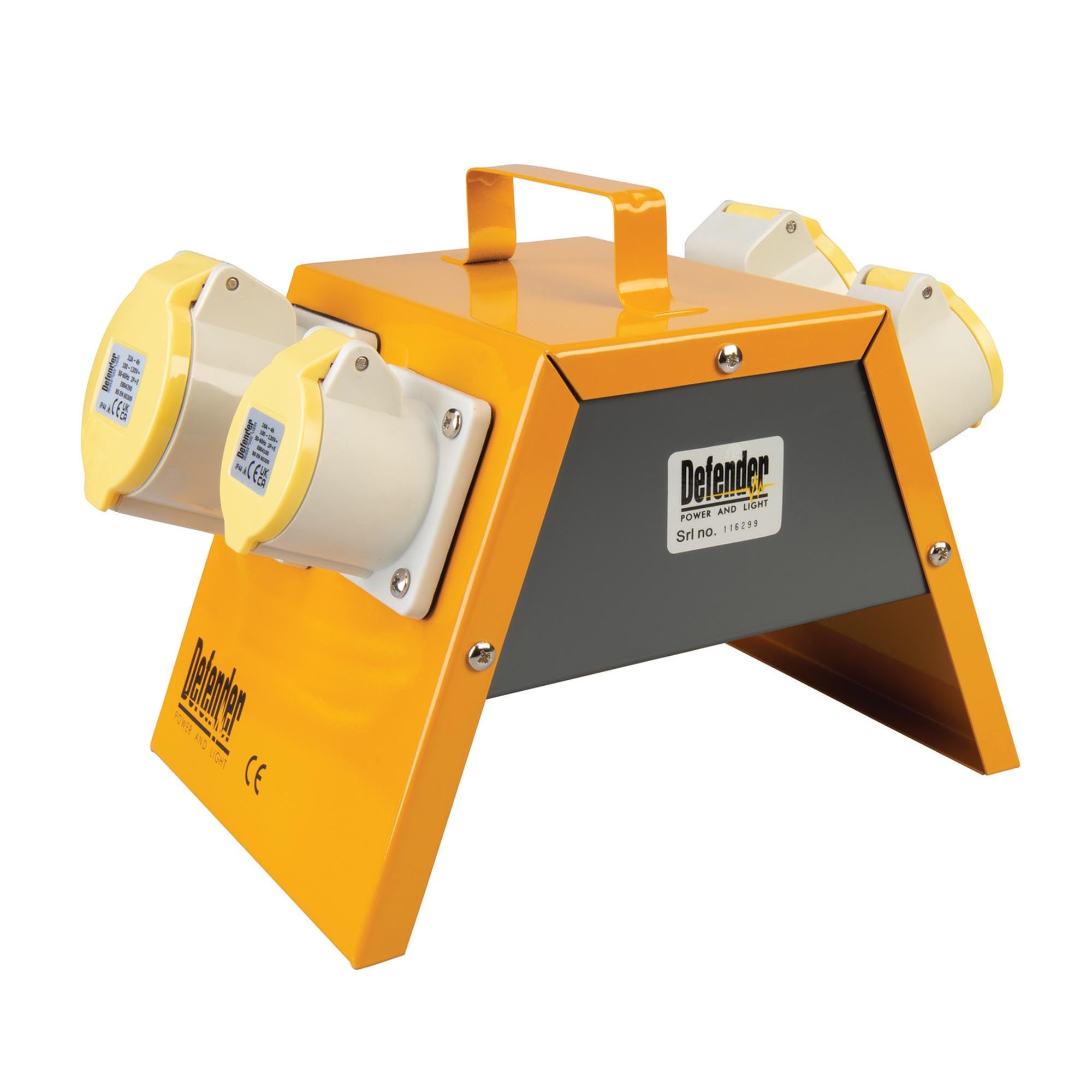 Defender Yellow Splitter Box 4 X 16A 110V (E13104)