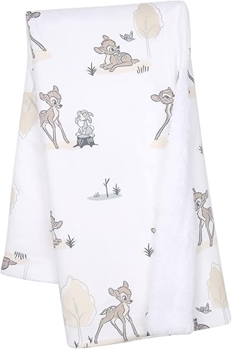Lambs & Ivy Disney Baby Bambi & Thumper White Minky/Fleece Deer - Manta para bebé