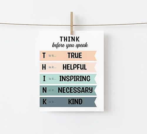 Miniatura 3 de Kids Wall Art, Educational Quote, School Decor, Classroom Decor, Office Decor, Gift for Teacher, Inspirational Quote Think Before You Speak, 8"x10"