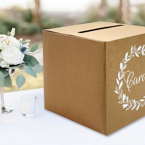 Miniatura 2 de KALEFO Caja de tarjeta Kraft para regalos de boda, buzones de cartón, decoración de fiesta de boda, centro de mesa
