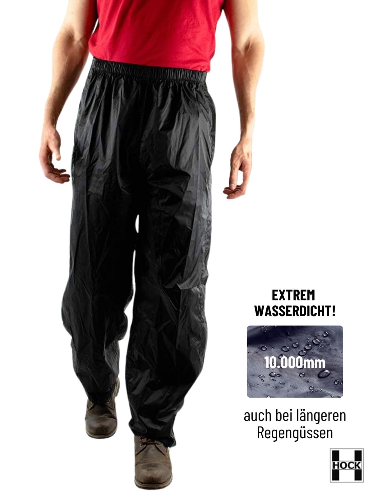 HOCK Pantaloni da Pioggia Unisex per Una vestibilità Comoda, con Cerniera a Due Vie e Traspiranti, Estremamente Impermeabili (Colonna d'Acqua 10.000 mm), Pantaloni da Pioggia da Uomo e