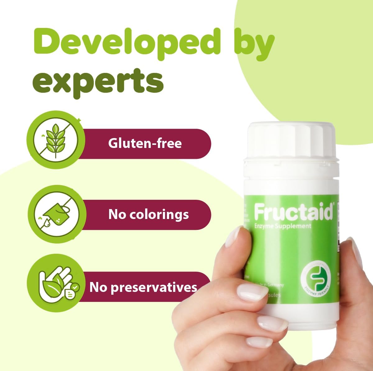 Enzyme Supplement - 90 Capsules, so that You can Enjoy Fruits, Fruit Juices, Soft Drinks, and Sweets Again, Dietary Supplement, Gluten-Free, Lactose-Free