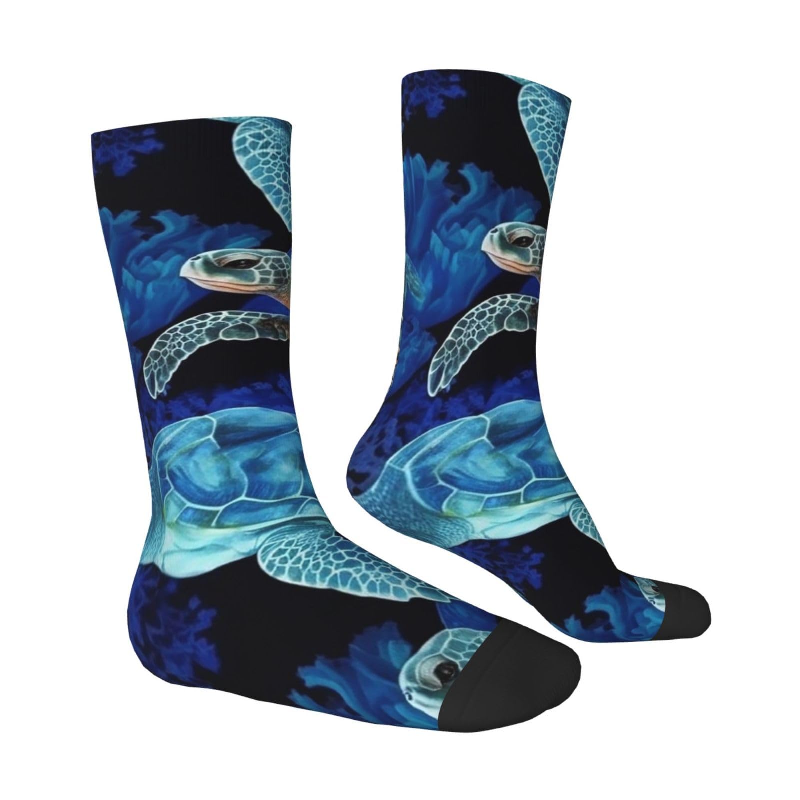 LZQPOEAS Blue sea turtle in ocean Athletic Socks Unisex Cushioned Crew Socks Hiking Running Calf Sock Soft Above Ankle Sock