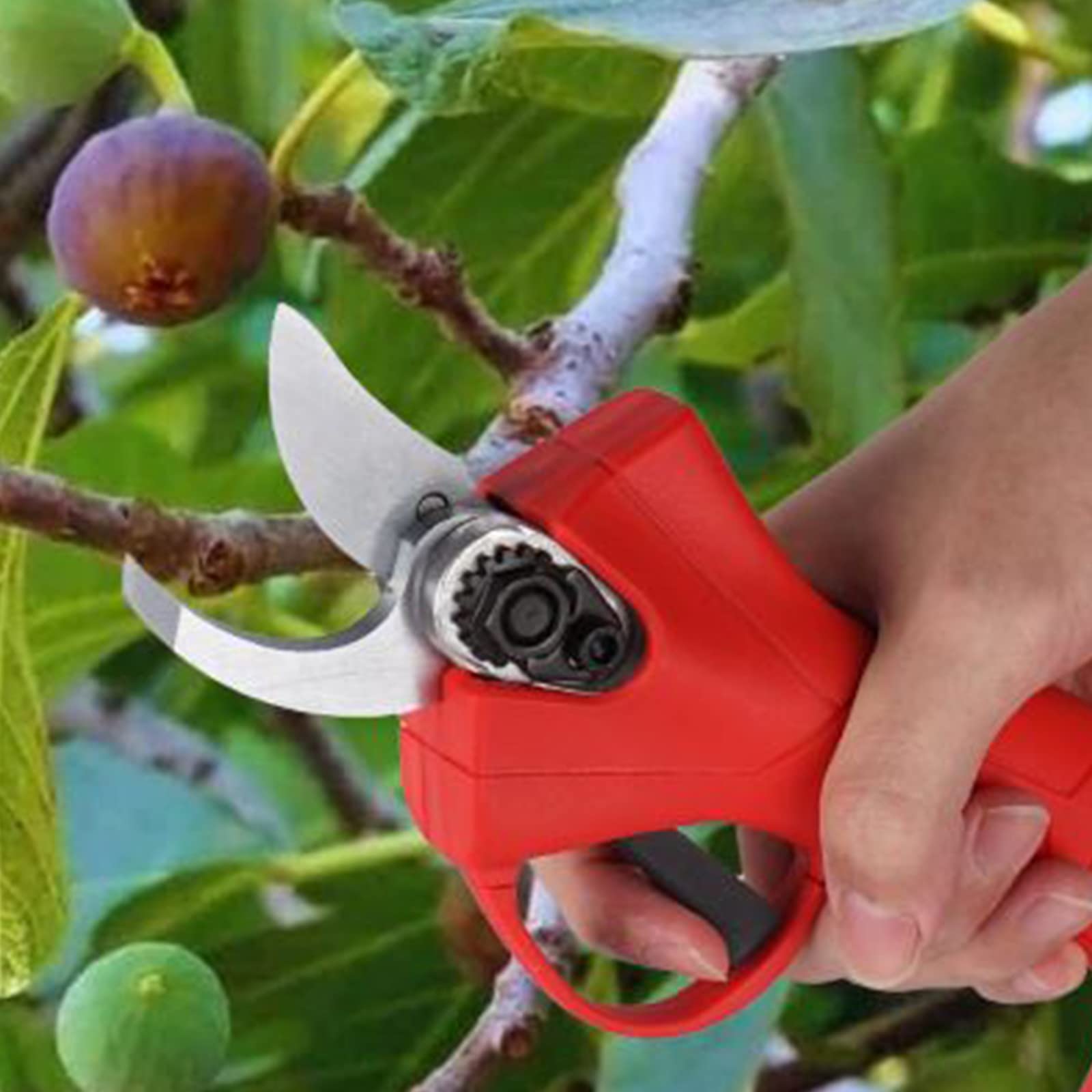 Tijeras de Podar Eléctricas Inalámbricas con Baterías 2x2000mAh, Cortador Eléctrico de Ramas, Tijeras de Jardín para Setos, Maletín de Transporte, Guantes y Gafas Incluidas