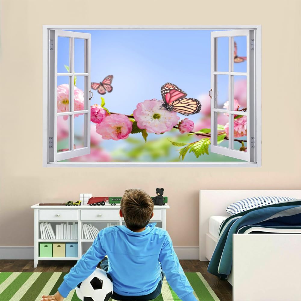 Calcomanía Rota 3D, Mariposa Adhesivo Extraíble De Vinilo Para Despegar Y Pegar, Tatuaje De Pared Niñas Niños Dormitorio Guardería Habitación Decoración Para El Hogar 110x70cm