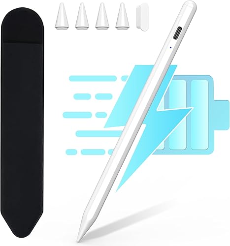 Lápiz capacitivo para Apple iPad Pencil Pen, 4 veces de carga rápida, rechazo de palma, lápiz para iPad sensible a la inclinación, compatible con