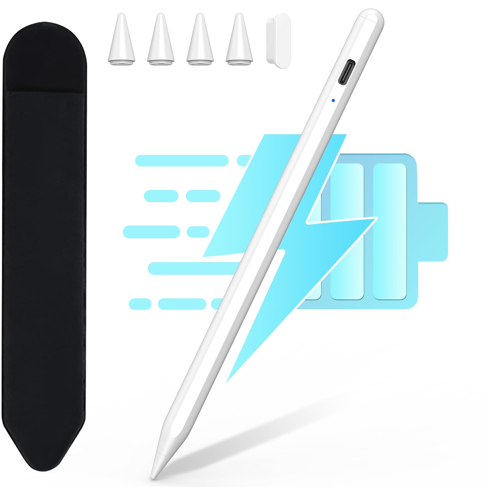 Stylus Pen for iPad 2023-2018, Active Pencil for Apple iPad 10th/9th Gen with 4X Fast Charging & Palm Rejection, for iPad 8/7/6th, iPad Air 5/4/3rd, iPad Pro 11/12.9inch & iPad mini 5/6th