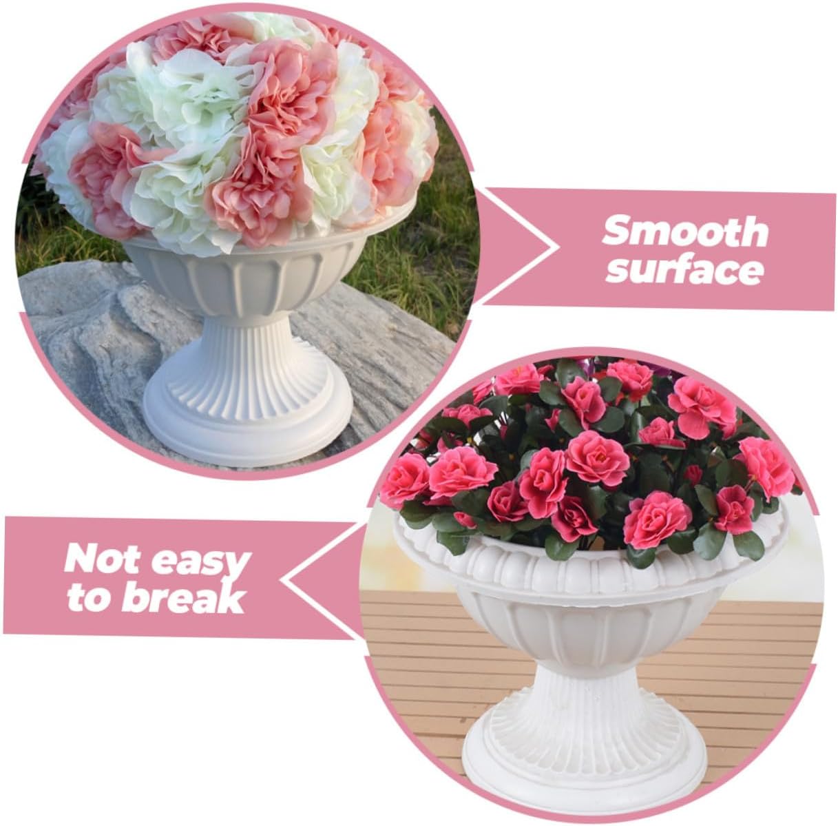 Hemoton Vintage Roman Flower Pot Set of 2 Plastic Planters Decorative Outdoor Wedding Urn Pillar for Home Garden Patio Rustic Retro Plant Container