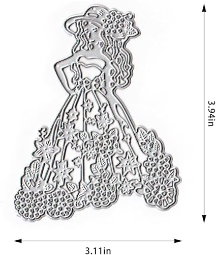 Miniatura 2 de Vestido de niña de metal para mujer, troqueles de corte para hacer tarjetas, vestidos de princesa de flores, troquelados, vestido formal, plantillas