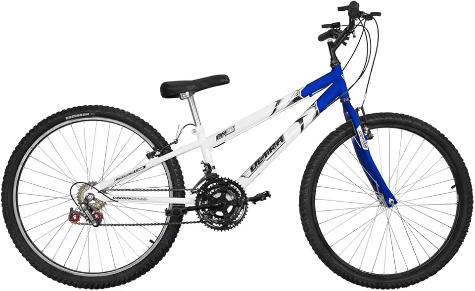 Bicicleta de Passeio Ultra Bikes Esporte Bicolor Aro 26 Reforçada Freio V-Brake – 18 Marchas Azul/Branco