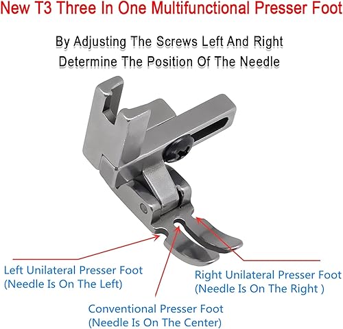 Miniatura 4 de Universal Foot #T3 - Prensatelas ajustables con cordónregularcremallera para accesorios de máquina de coser industrial de 1 aguja