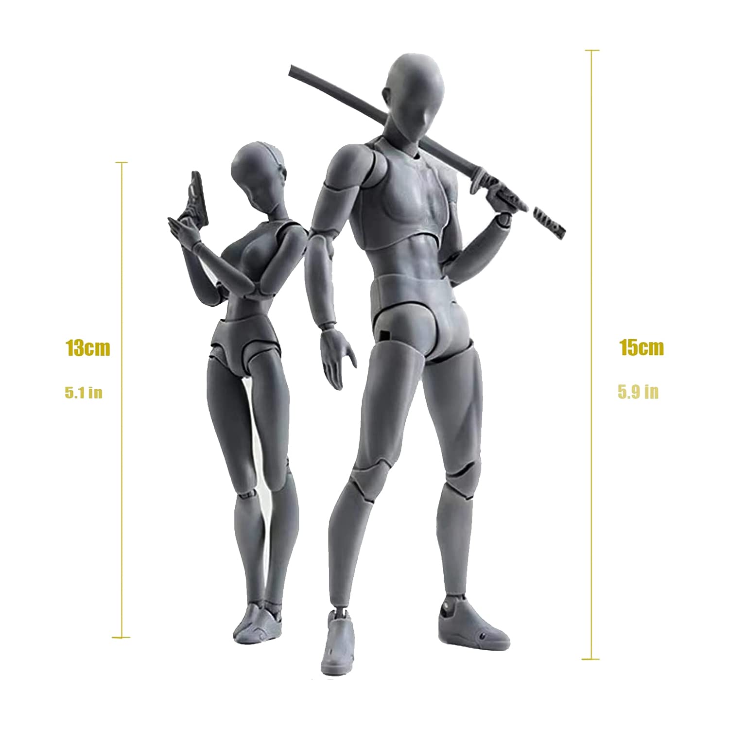 Modello in PVC con figure da disegno a scatola per artisti (femmina+maschio, grigio)