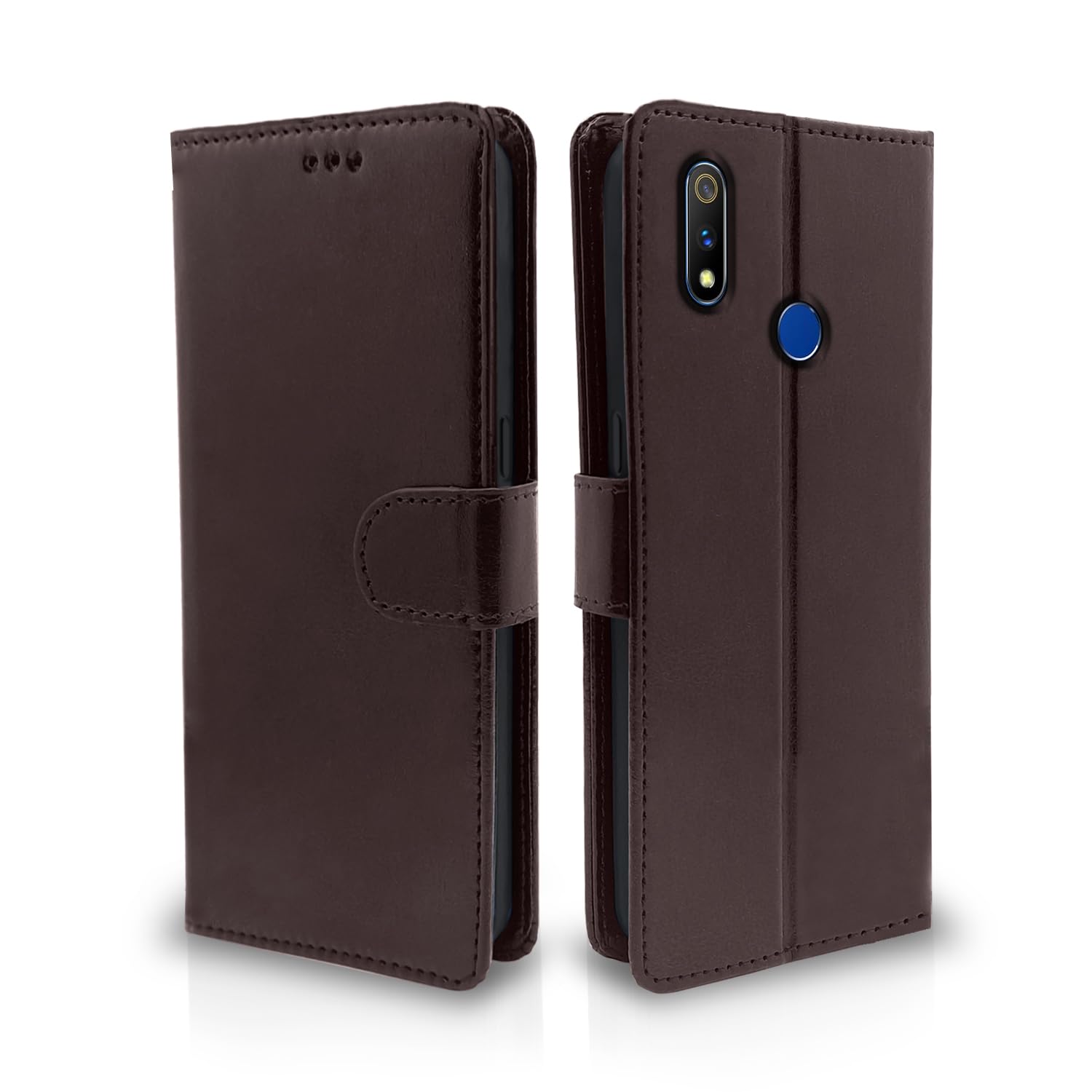 Pikkme Realme 3 Pro Flip Cover Leather Finish | Inside TPU with Card Pockets | Wallet Stand and Shock Proof | Complete Protection Flip Case (Coffee) (B0CSSL8Z19) Amazon Price History, Amazon Price Tracker