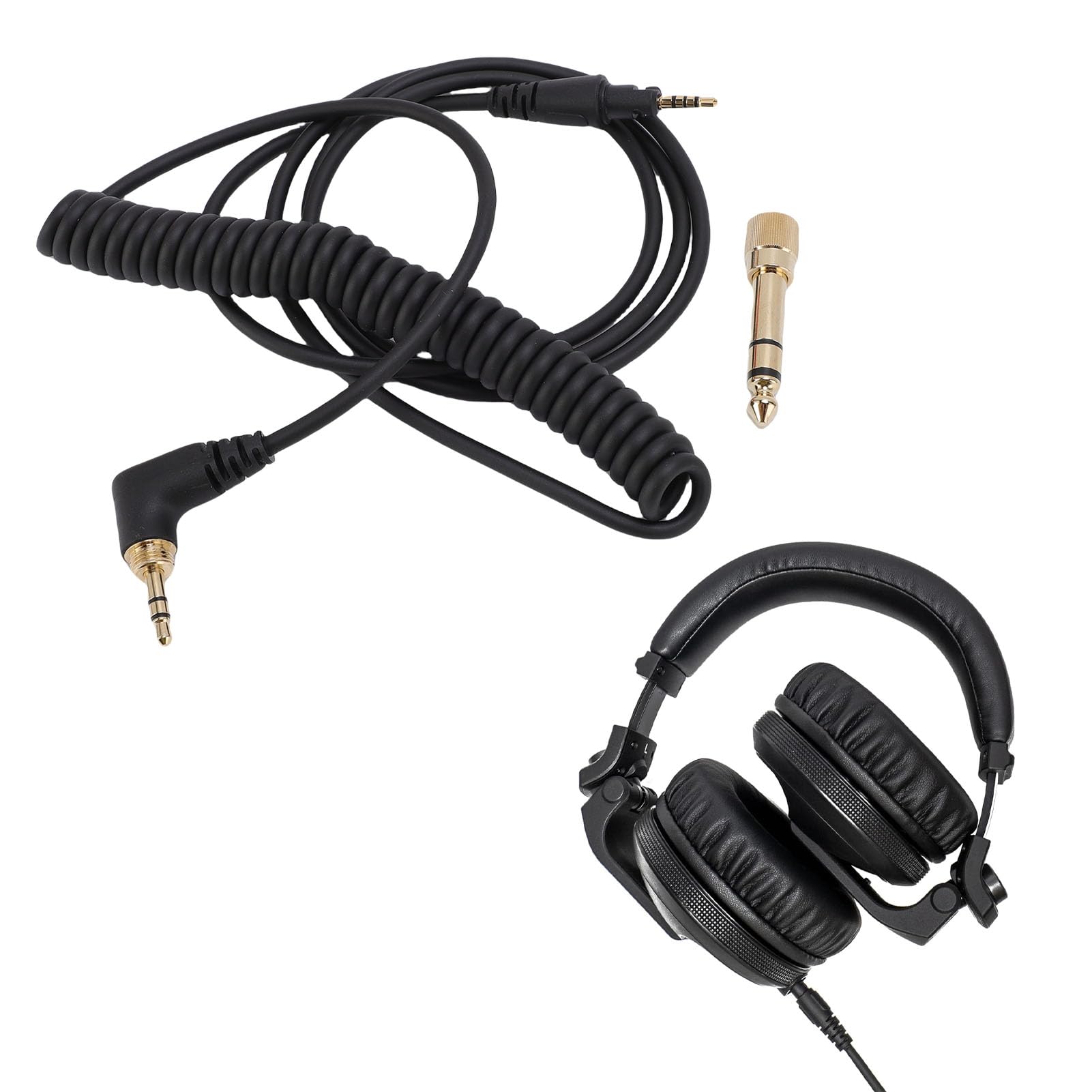 Cavo Audio Arrotolato per Pioneer DJ HDJ-CUE1 HDJ-CUE1BT HDJ-X5 HDJ-X7 HDJ-S7 Cuffie, Cavo di Estensione Angolo Retto a 90 Gradi, con Adattatore da 6,35 Mm