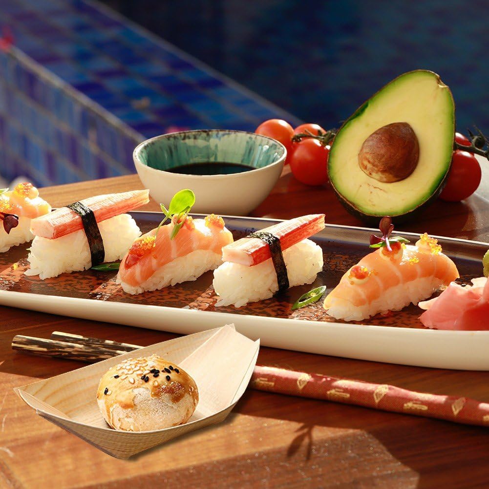 Drewniana łódź, 50 szt. taca do serwowania łodzi do sushi, drewniana łódź do sushi, miski do serwowania jedzenia do gastronomii, użytku domowego