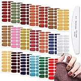 WOKOTO 20 Sheets Solid and Glitter Solid Nail Polish Strips with Nail File Set 10pcs Glitter Solid...