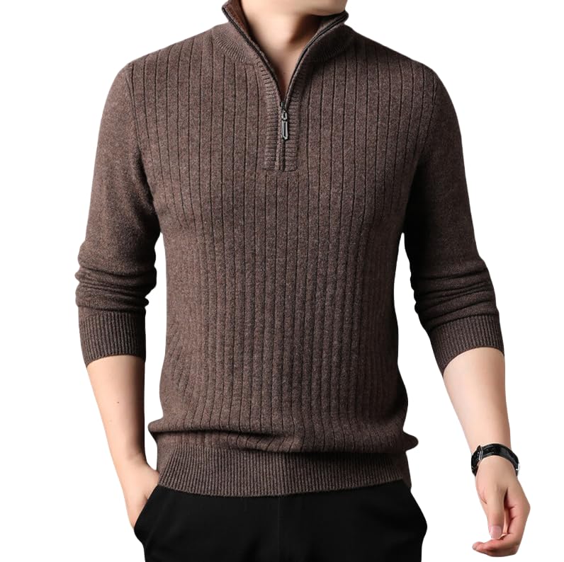 Men's Quarter Zip Sweaters Slim Fit Lightweight Knitted Mock Neck Pullover Casual Polo Sweaters