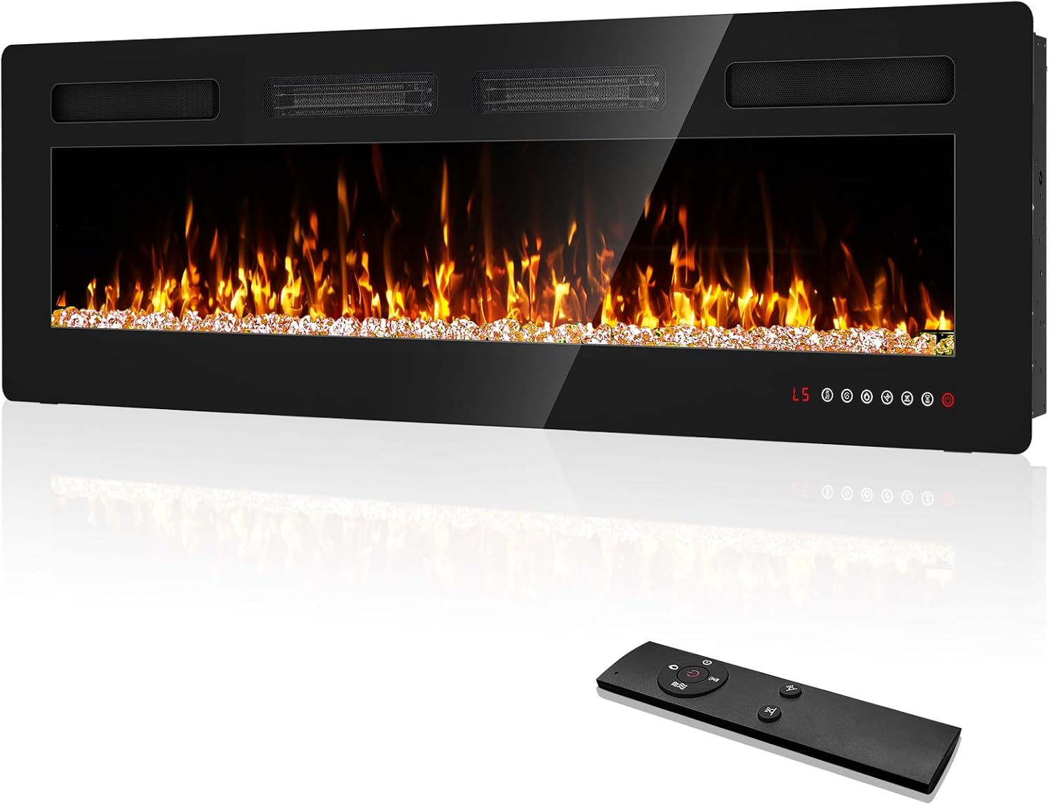 50 inch Electric Fireplace Inserts and Wall Mounted with Remote Control & Touch Screen 1500W Fireplace Heater with Timer