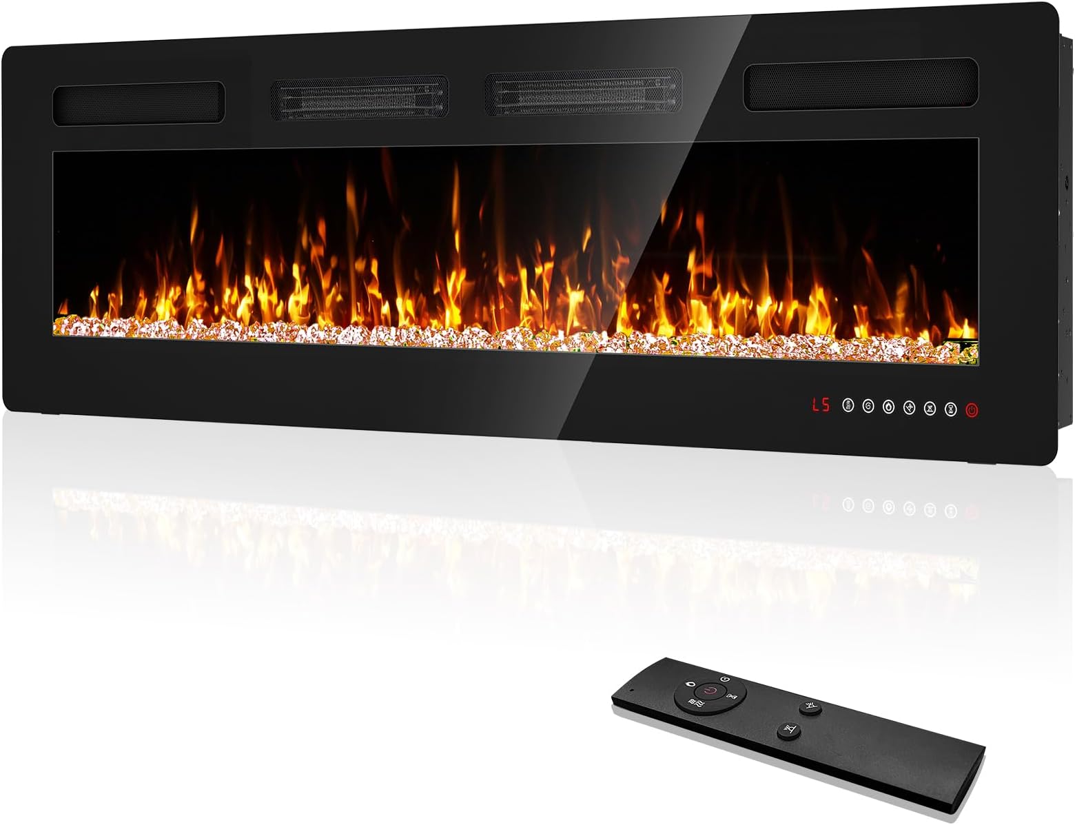 50 inch Electric Fireplace Inserts and Wall Mounted with Remote Control & Touch Screen 1500W Fireplace Heater with Timer