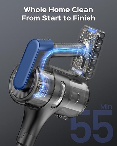 Miniatura 5 de Aspiradora inalámbrica, aspiradora ligera y recargable con cepillo 3 en 1, potente succión para suelos de alfombras y madera dura, pelo de mascotas,